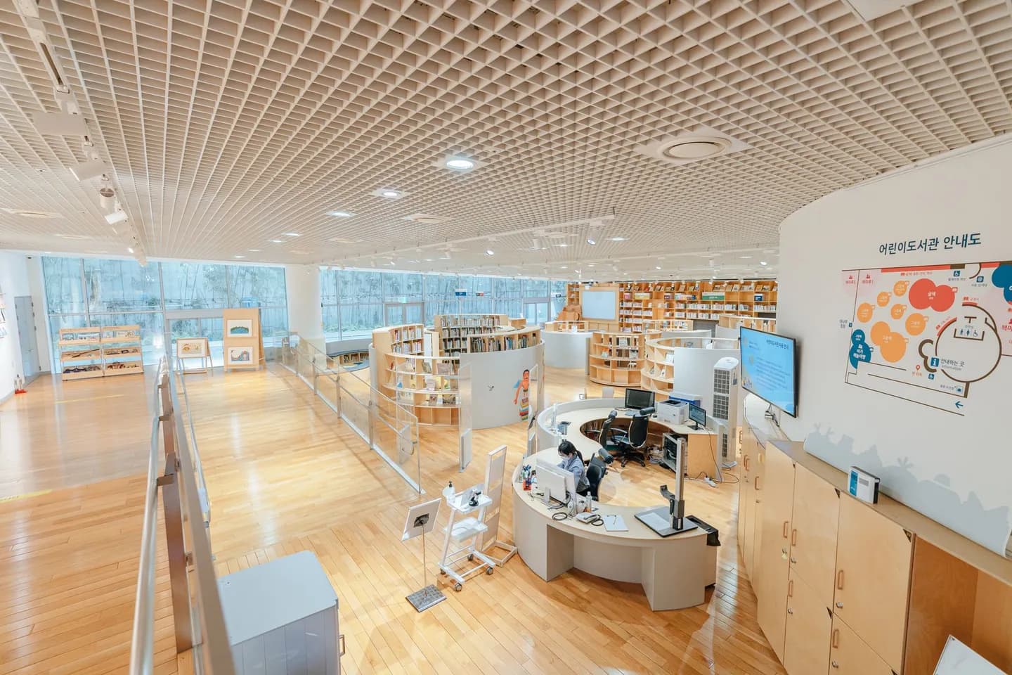 PDF to Markdown for LLM: shelves and counters in a modern library
